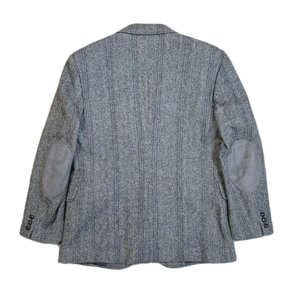 VTG Pendleton blazer mens 42 dark‎ gray tweed wool herringbone elbow patches USA